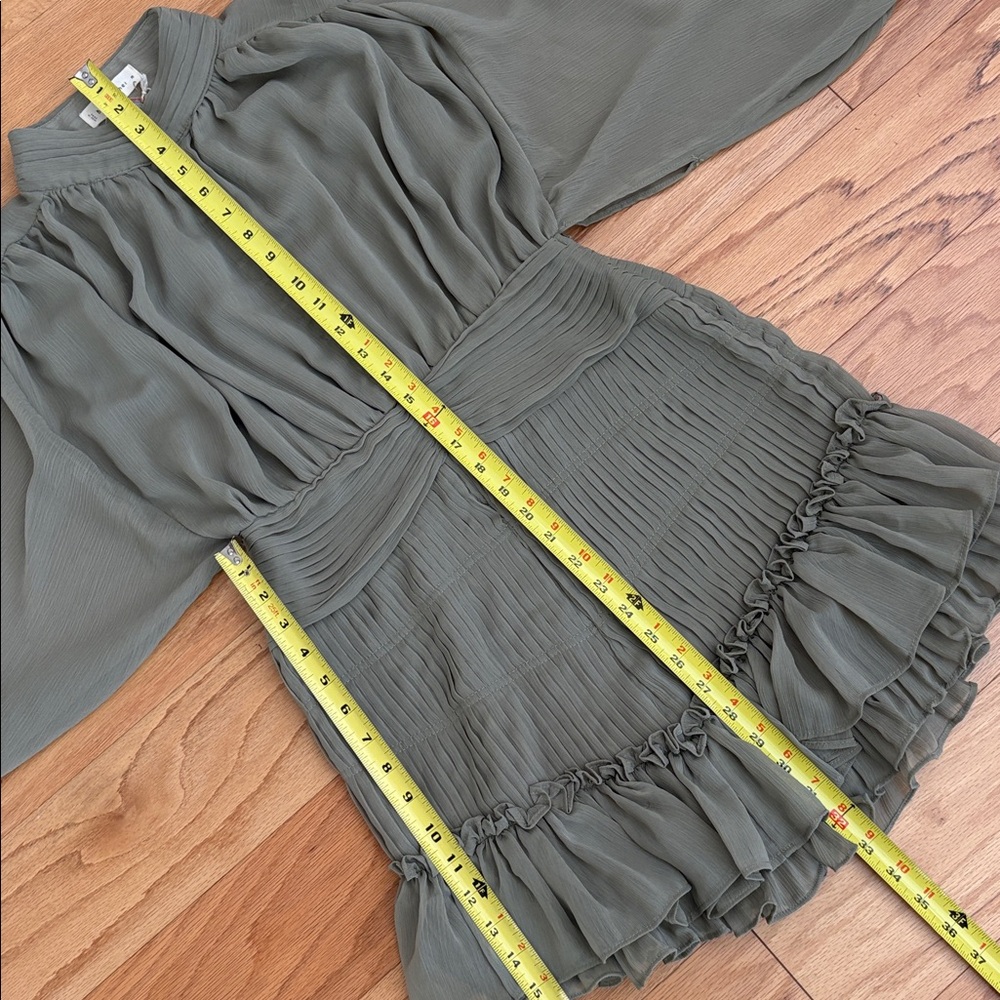 By Together $110 clothing button down fiddle dress ruffles olive green Medium M - Picture 15 of 17